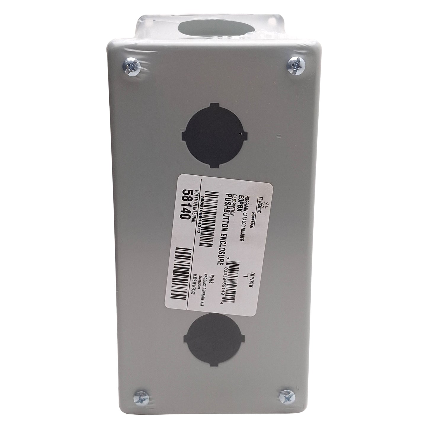 New nVent Hoffman 58140 E3PBX Pushbutton Enclosure, 3-Hole, ø30.5mm, 8 x 4 x 4.75in