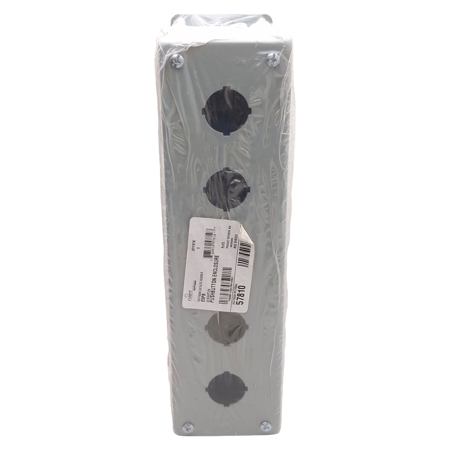 New nVent Hoffman 57810 E5PB Pushbutton Enclosure 5-Hole 30.5mm 12.5 x 3.25 x 2.75in