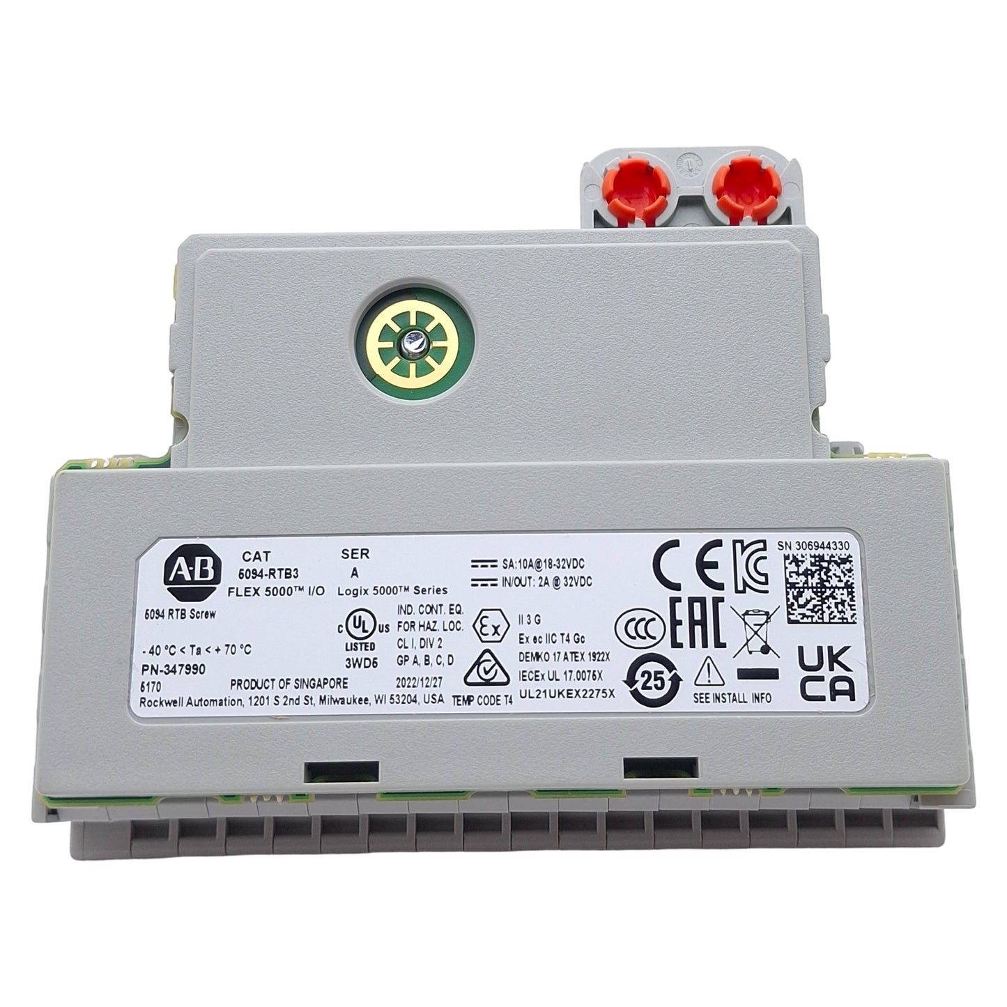 New – Open box Allen Bradley 5094-RTB3 Screw-Type Removable Terminal Block, 32VDC 10A, DIN Rail