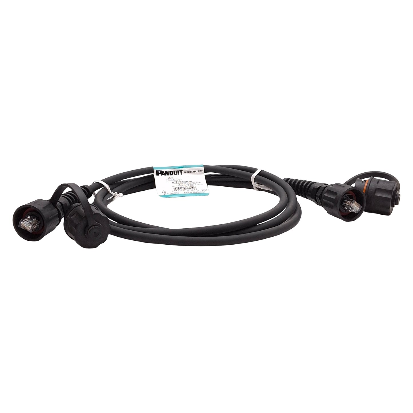 New Panduit IUTP6X2MBL IndustrialNet TX6A Patch Cord, Ethernet Cat 6A, RJ45, 2m