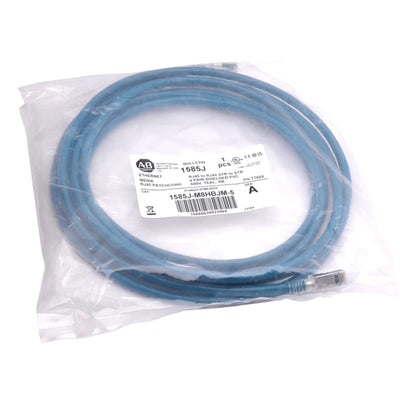 New Allen Bradley 1585J-M8HBJM-5 Ethernet Cable, Cat5e RJ45, 5m Length, 600V Max