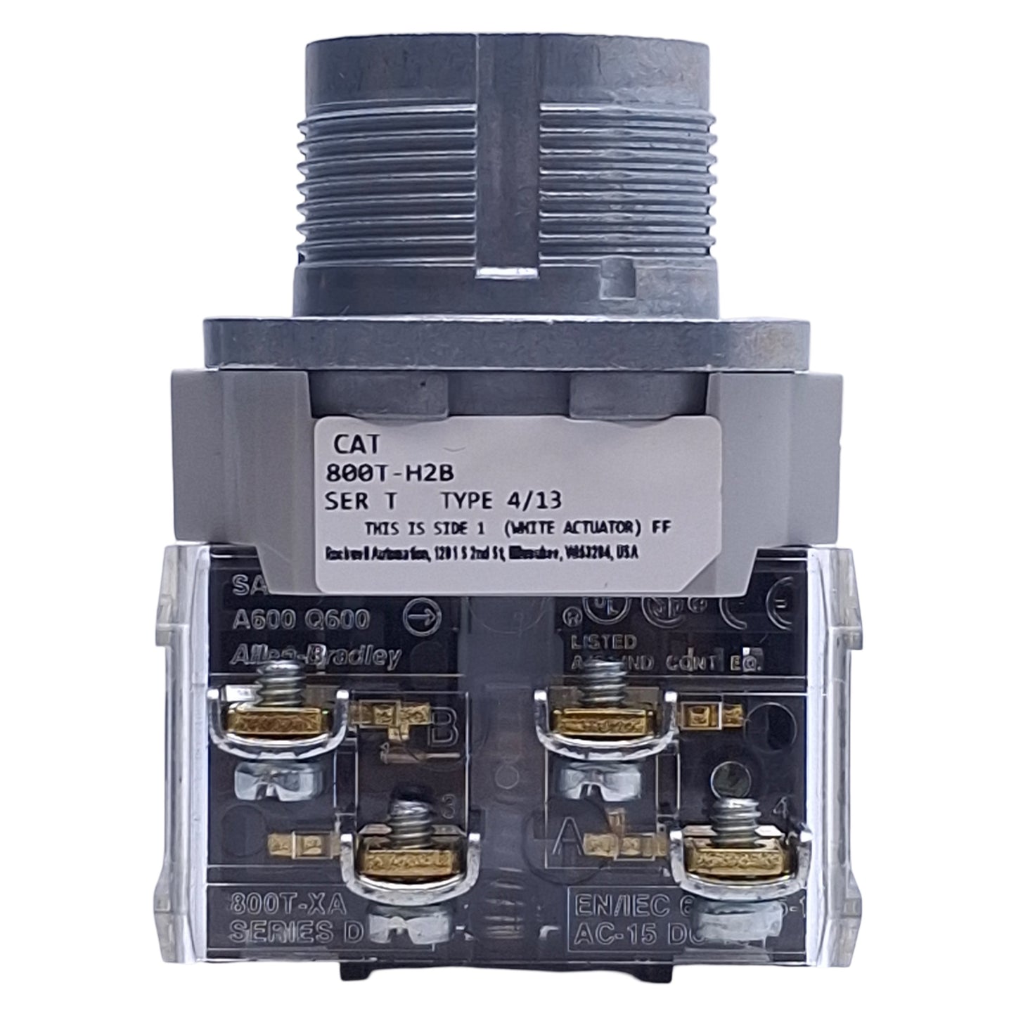 New Allen Bradley 800T-H2B Maintained Selector Switch, 2-Pos, 600VAC 10A, 2N/O -2N/C