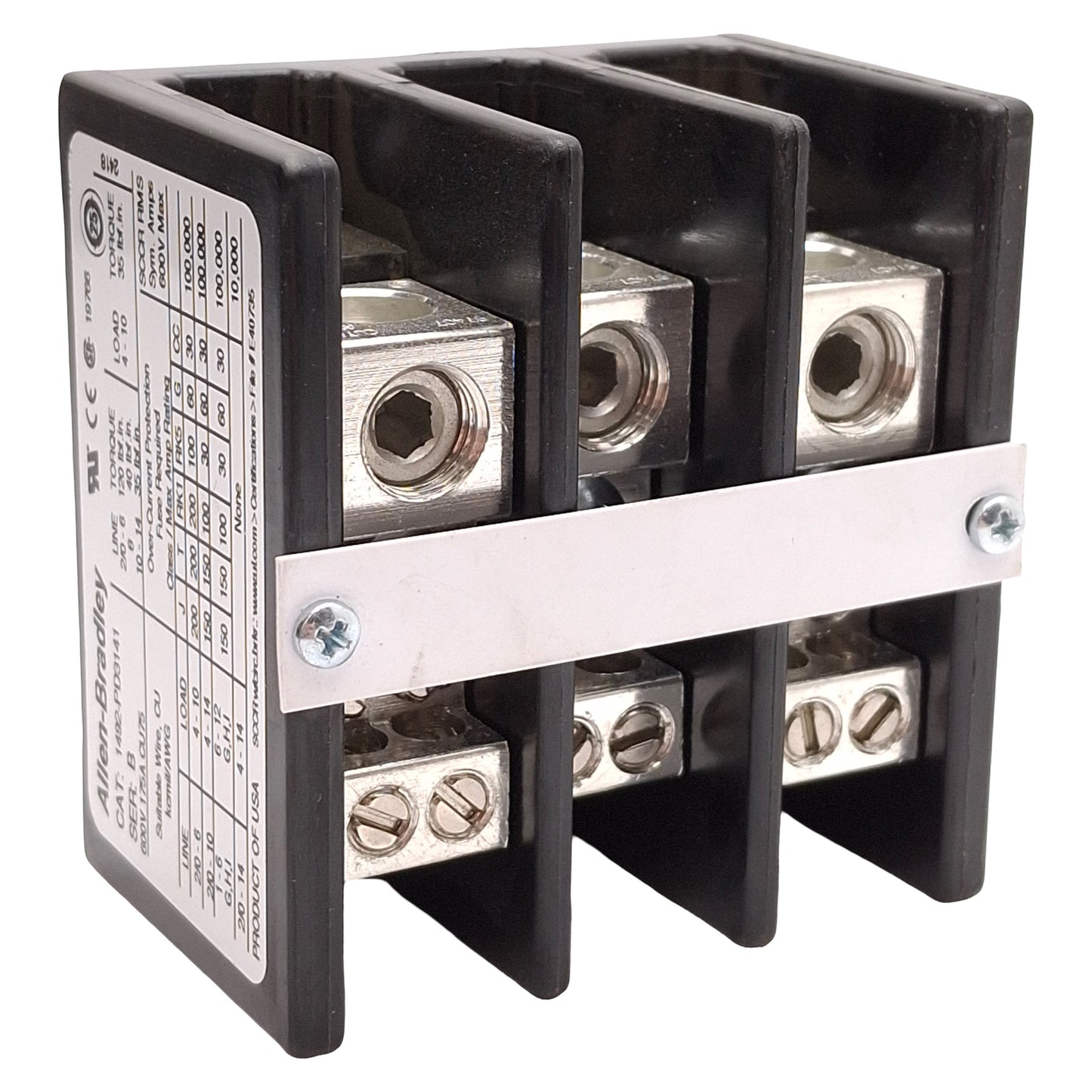 Used Allen Bradley 1492-PD3141 Power Distribution Block, 3-Pole, 600VAC/DC 175A