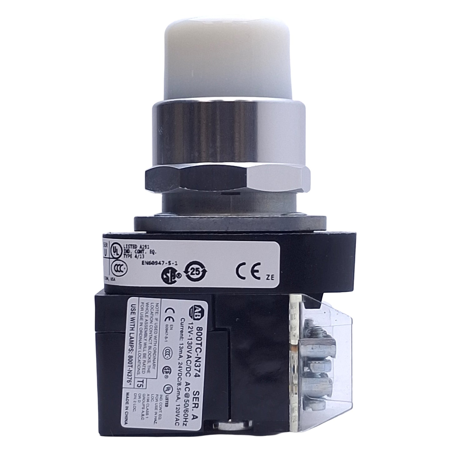 New Allen Bradley 800T-QBH2W White Illuminated Momentary Push Button, ø30mm, 1NO/1NC