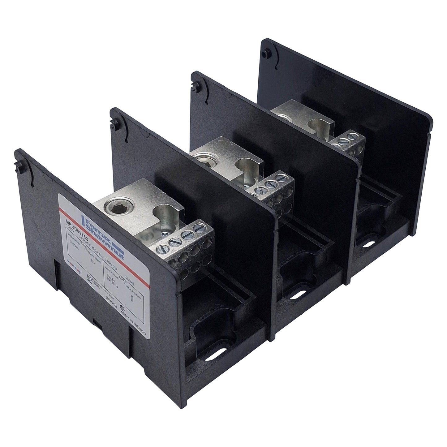 New – Open box Ferraz Shawmut MPDB69153 Power Distribution Block 3-Pole 250A 1000V, 1-In/12-Out