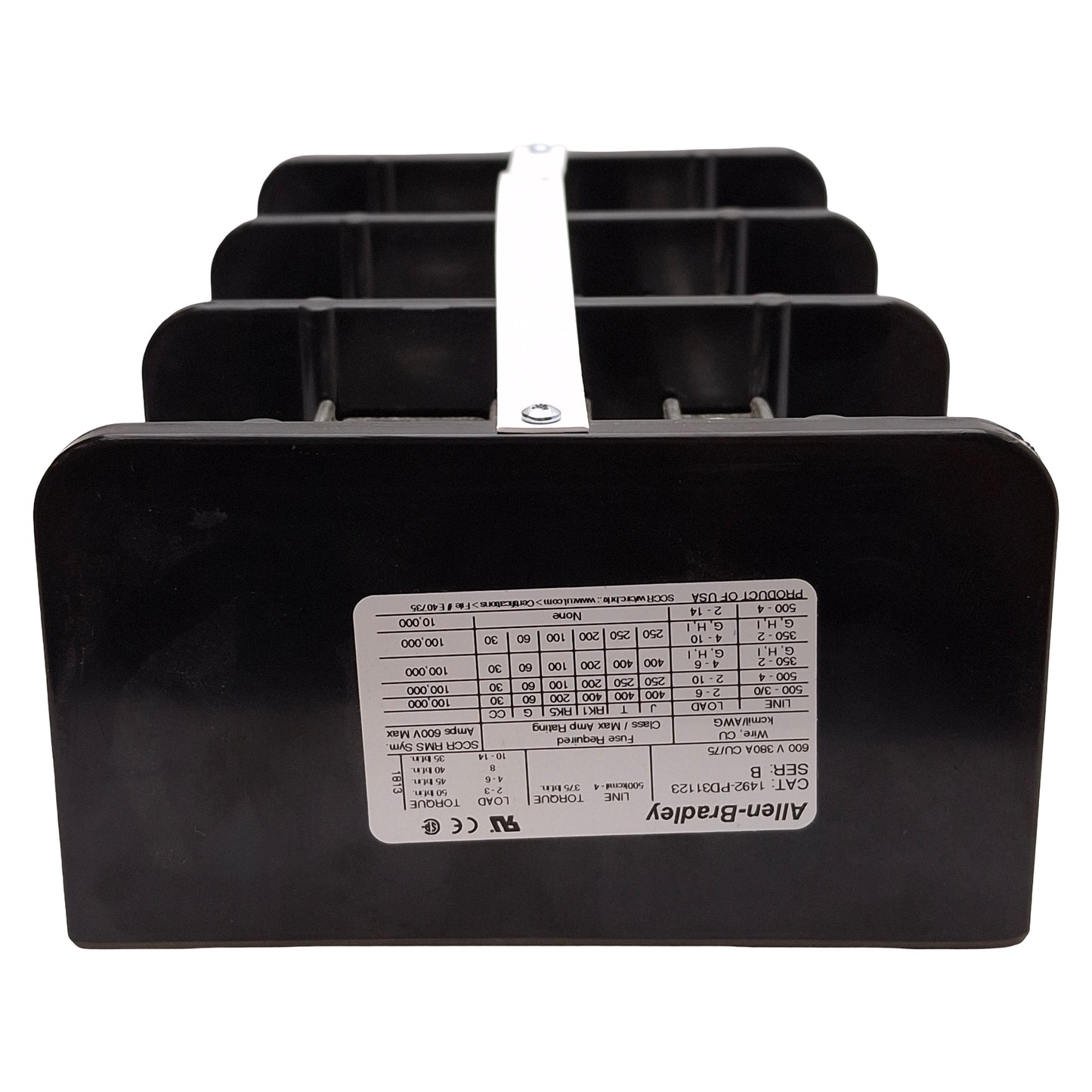 Used Allen Bradley 1492-PD31123 Power Distribution Block, 3-Pole, 600VAC/DC 380A