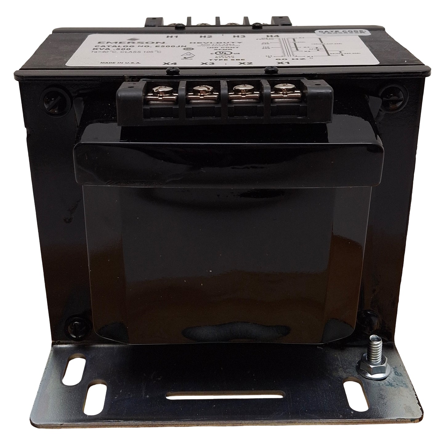 New Emerson E500JN SolaHD Hevi-Duty Transformer, 500VA, 208-600V Pri, 24/120V Sec