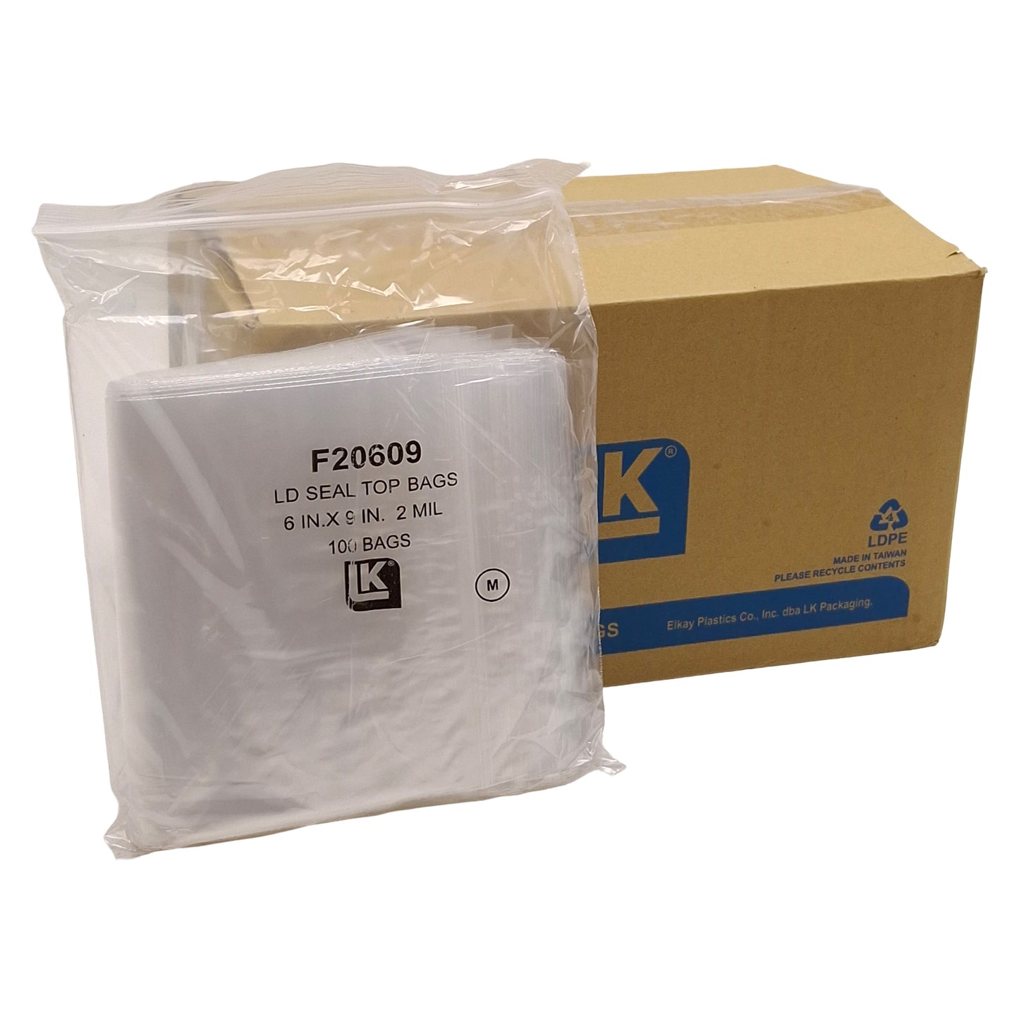 New Box of 1000 Elkay Plastics F20609 LD Poly Seal-Top Bags, 6in x 9in, 2mil
