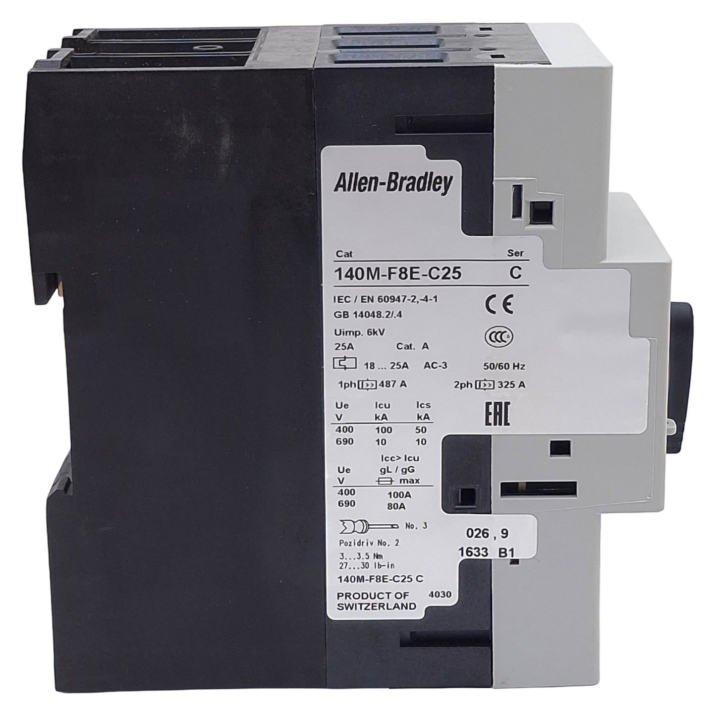 New Allen Bradley 140M-F8E-C25 Motor Protection Circuit Breaker, 18-25A 600VAC