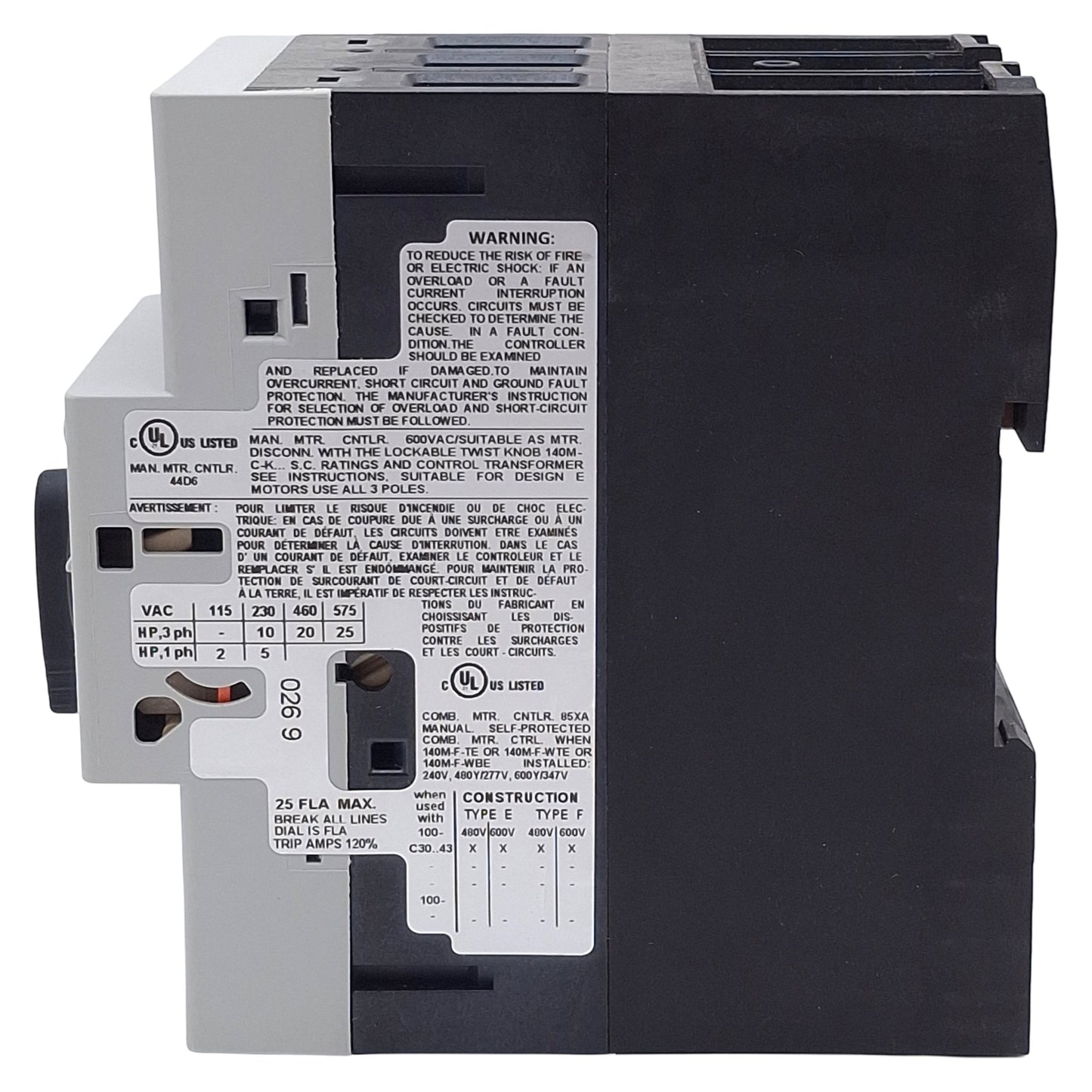 New Allen Bradley 140M-F8E-C25 Motor Protection Circuit Breaker, 18-25A 600VAC