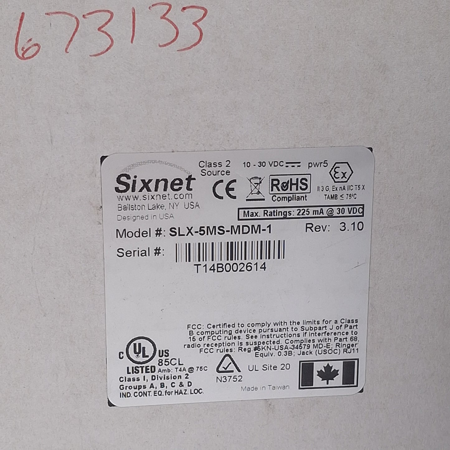 New Sixnet SLX-5MS-MDM-1 Industrial Ethernet Switch, 5-Port, RJ45, 10-30VDC 0.5A