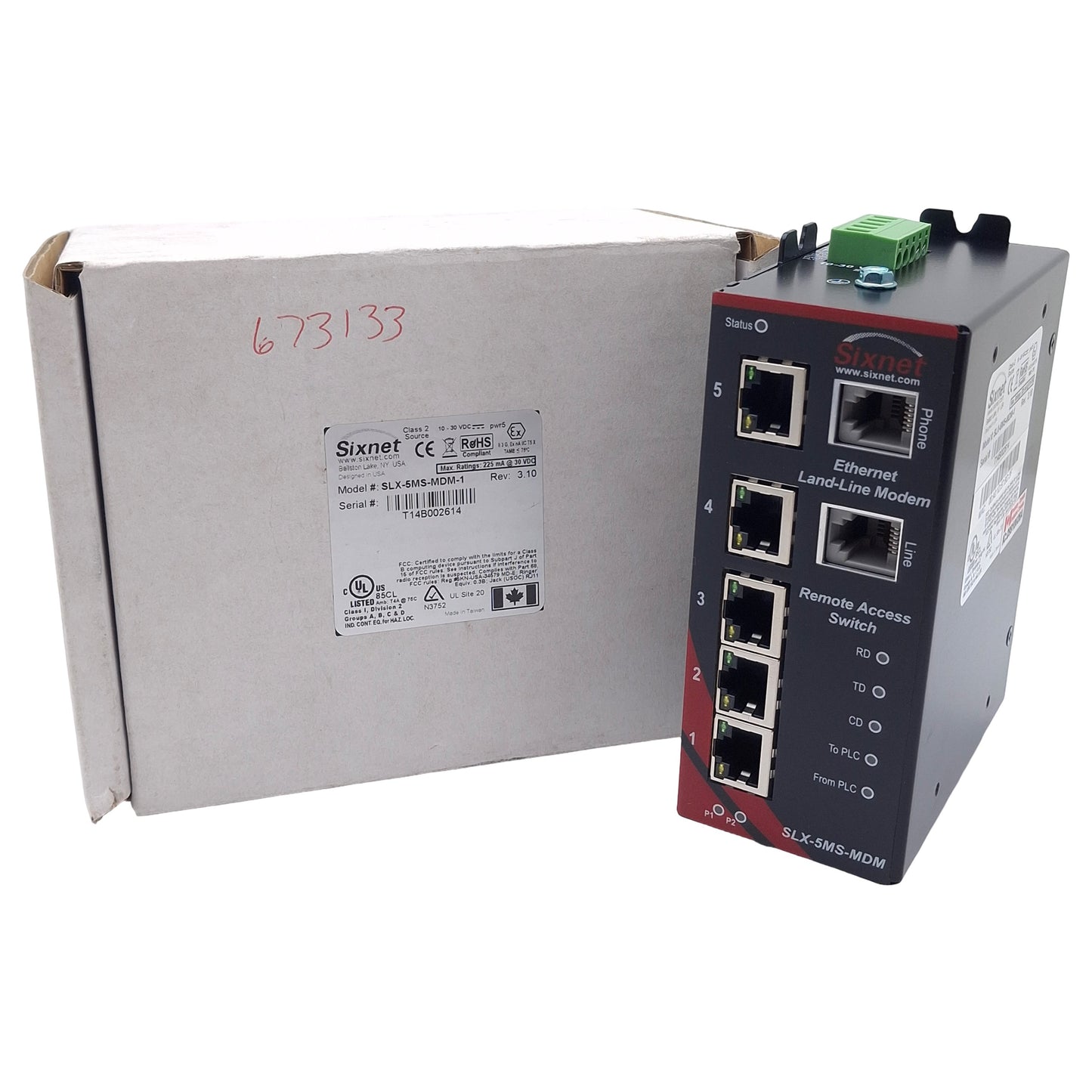 New Sixnet SLX-5MS-MDM-1 Industrial Ethernet Switch, 5-Port, RJ45, 10-30VDC 0.5A