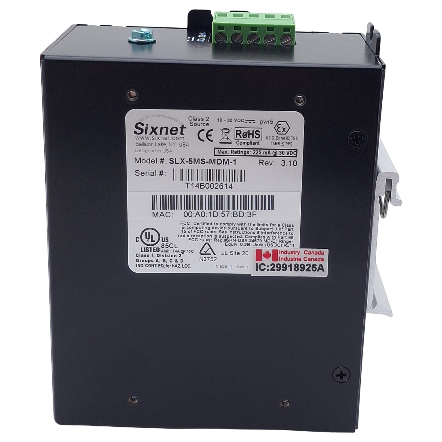 New Sixnet SLX-5MS-MDM-1 Industrial Ethernet Switch, 5-Port, RJ45, 10-30VDC 0.5A