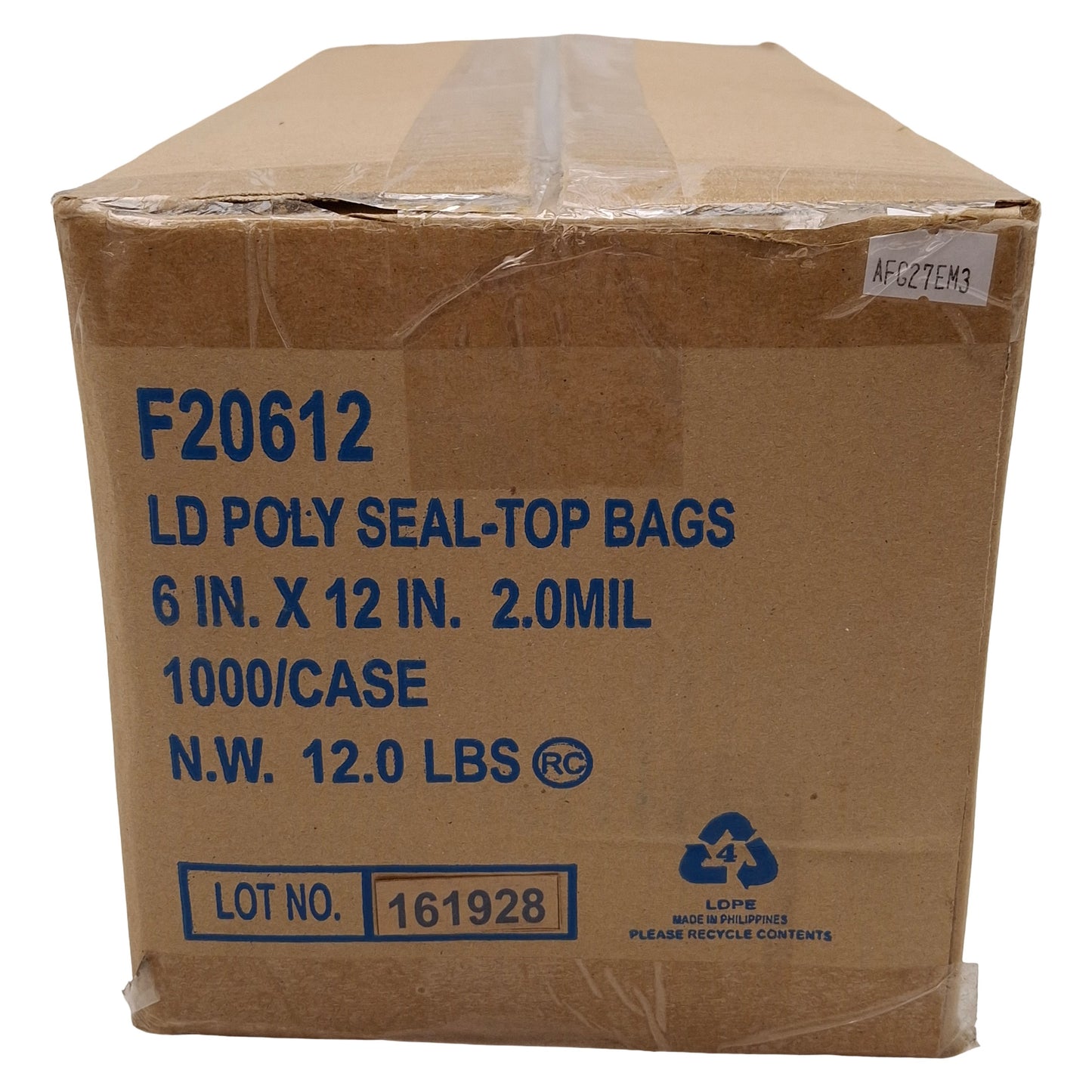 New Box of 1000 Elkay Plastics F20612 LD Poly Seal-Top Bags, 6in x 12in, 2mil