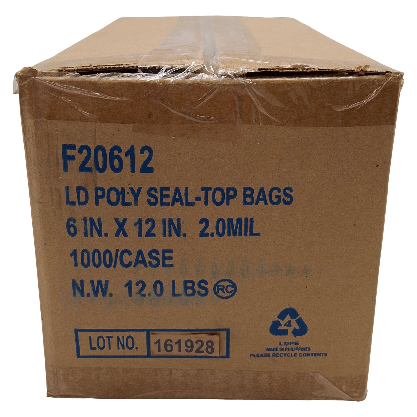 New Box of 1000 Elkay Plastics F20612 LD Poly Seal-Top Bags, 6in x 12in, 2mil