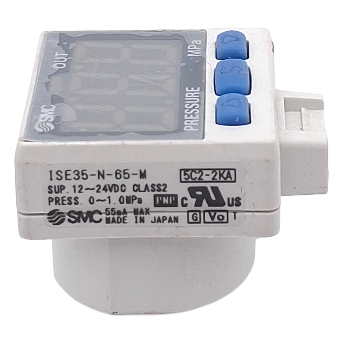 Used SMC ISE35-N-65-M Digital Pressure Switch, PNP, 0-1.0MPa, 12-24VDC, 3-Pin