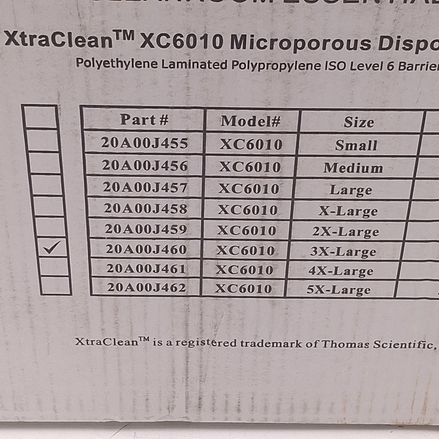 New Thomas Scientific 20A00J460 XtraClean Disposable Frocks, 30 per case, 3X-Large