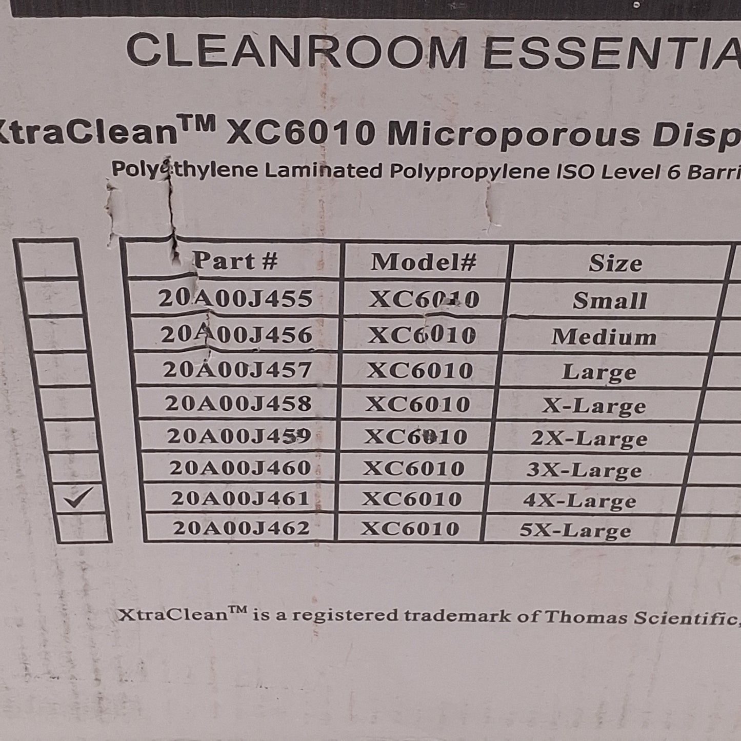 New Thomas Scientific 20A00J461 XtraClean Disposable Frocks, 30 per case, 4X-Large