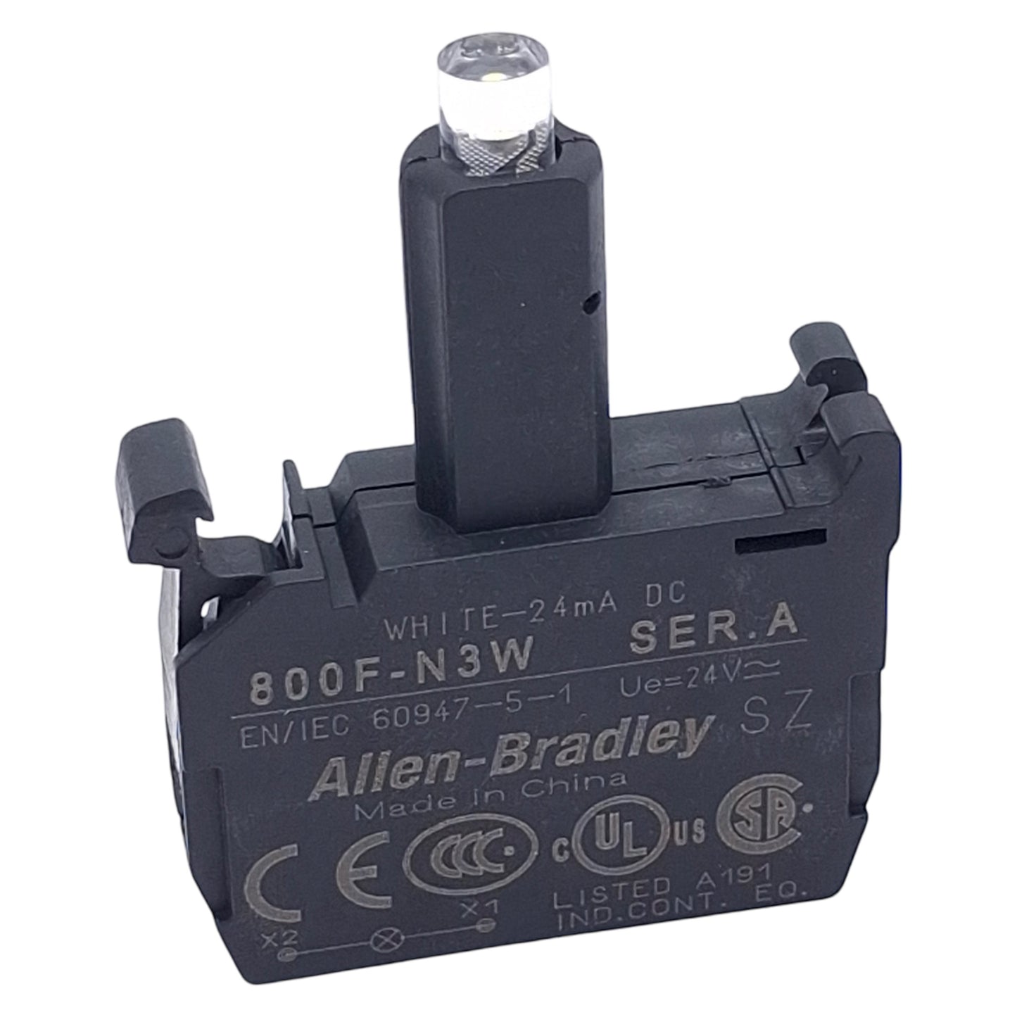 New Allen Bradley 800F-PN3W Pushbutton LED Module White, 24VAC/DC, 22mm, Latch Mount