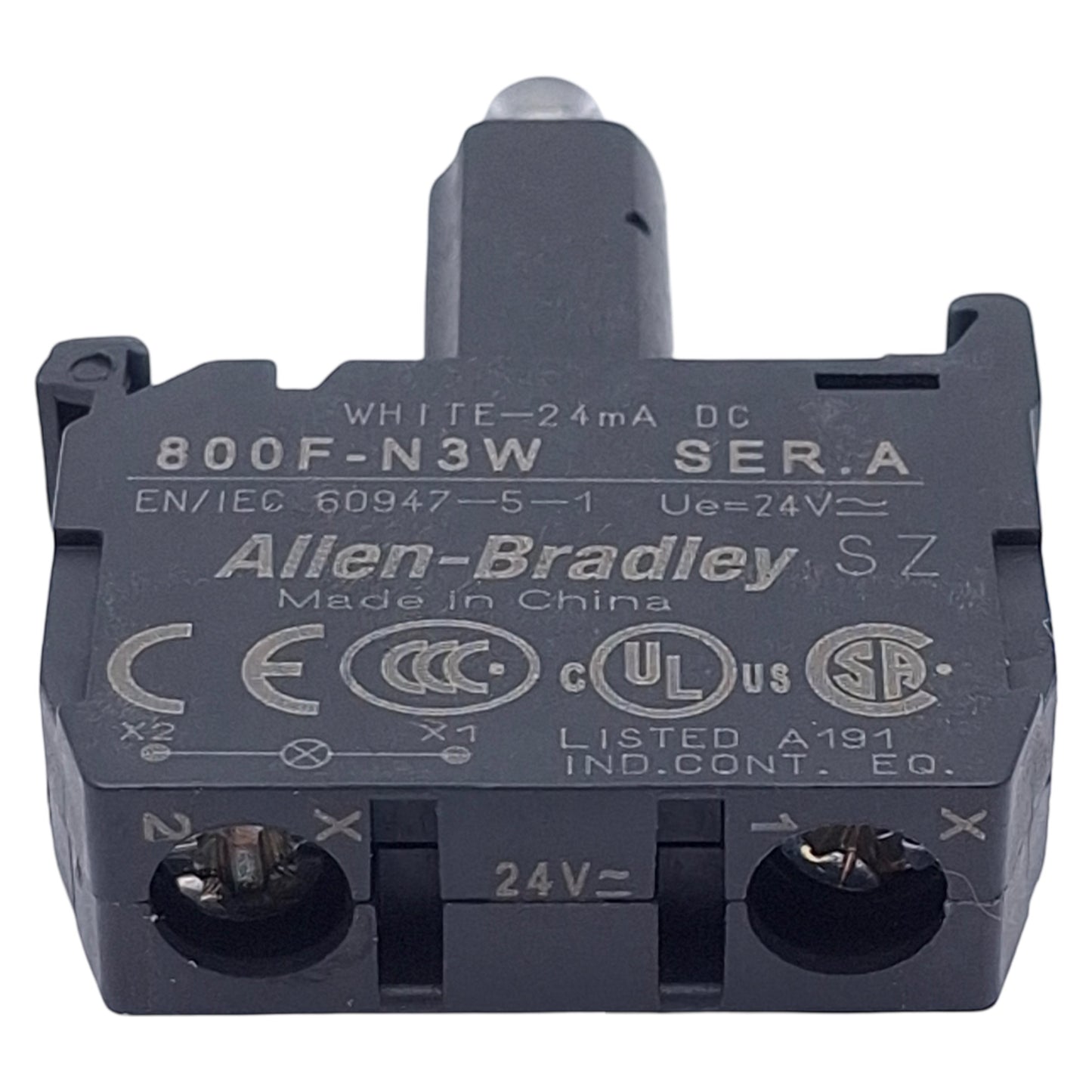 New Allen Bradley 800F-PN3W Pushbutton LED Module White, 24VAC/DC, 22mm, Latch Mount