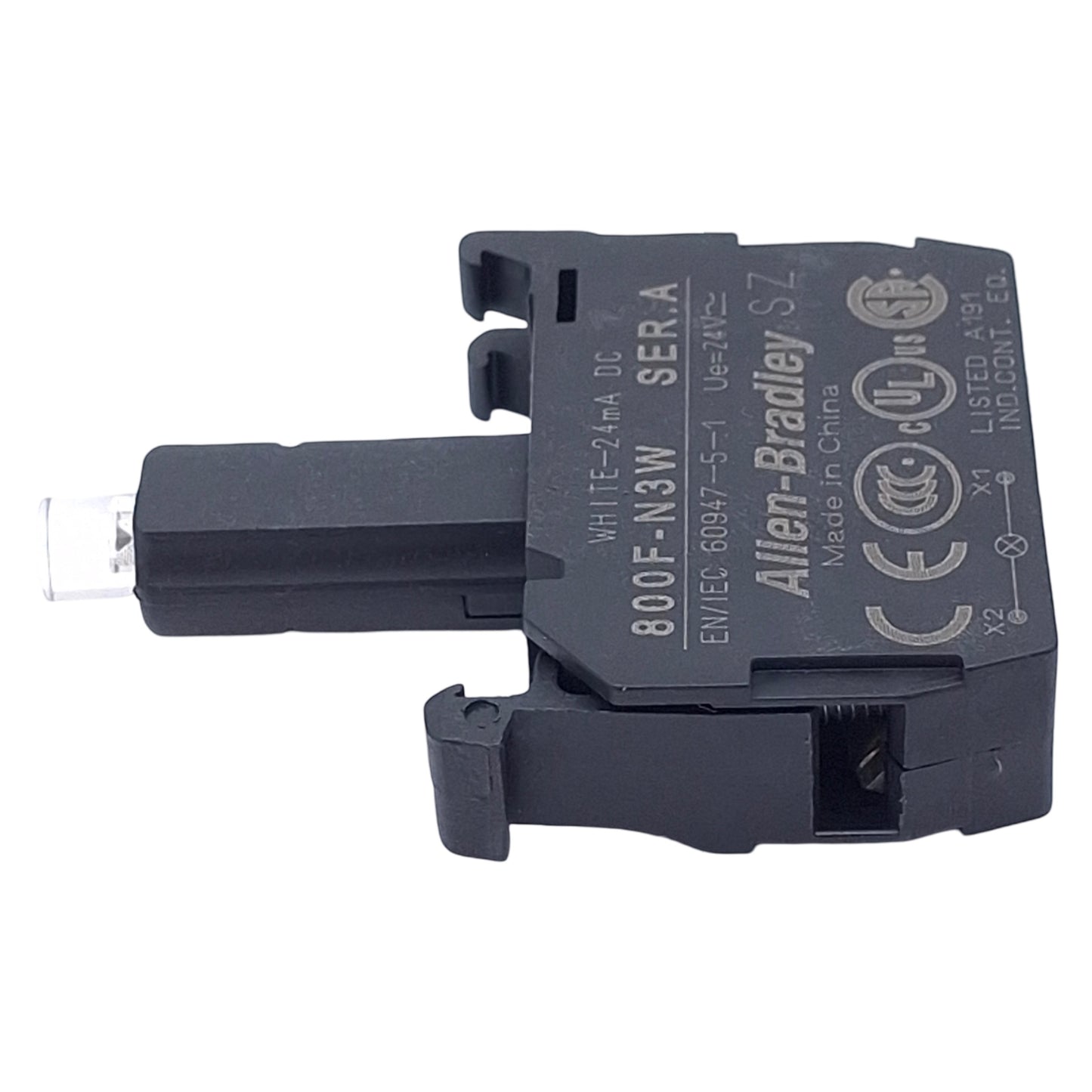New Allen Bradley 800F-PN3W Pushbutton LED Module White, 24VAC/DC, 22mm, Latch Mount