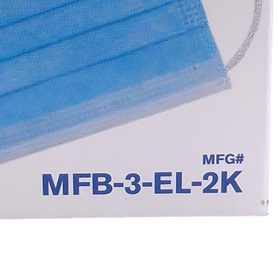 New Case of 2000 Safety Zone MFB-3-EL-2K 3-Ply Face Mask w/Ear Loops, 50 Per Box