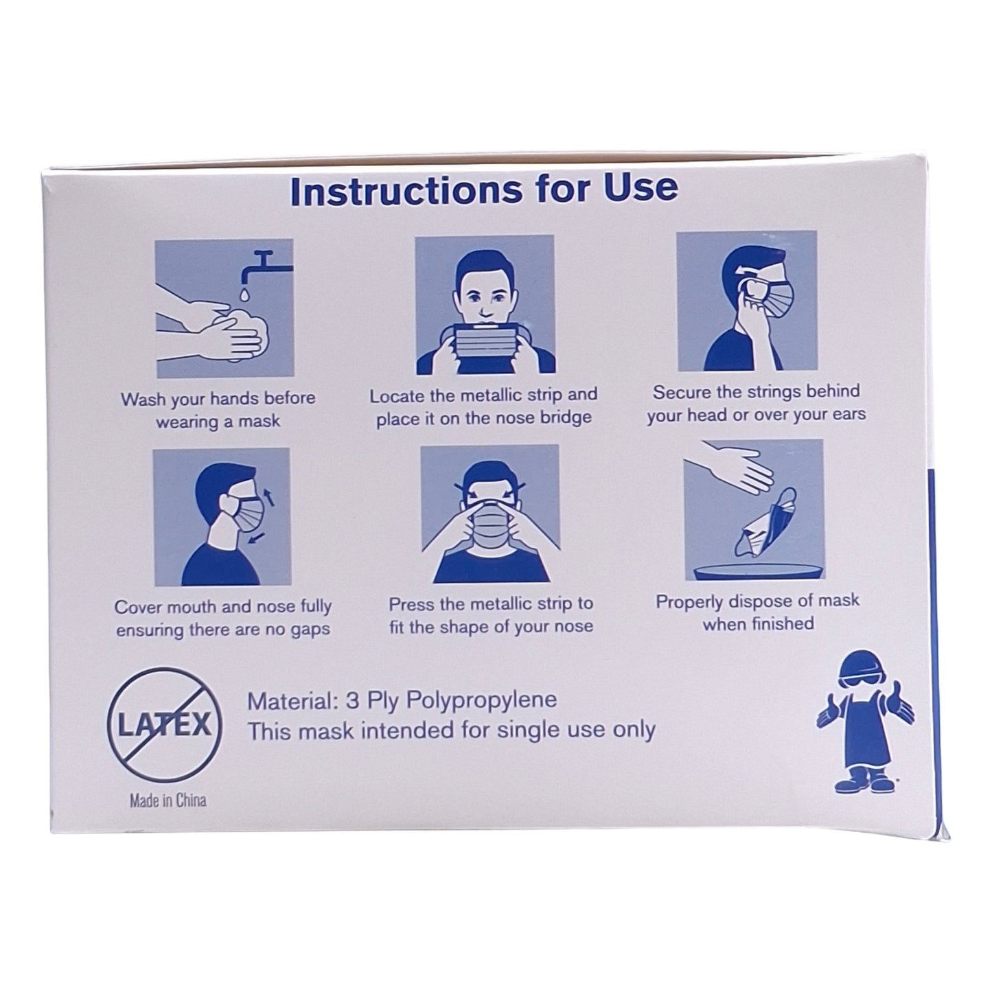 New Case of 2000 Safety Zone MFB-3-EL-2K 3-Ply Face Mask w/Ear Loops, 50 Per Box