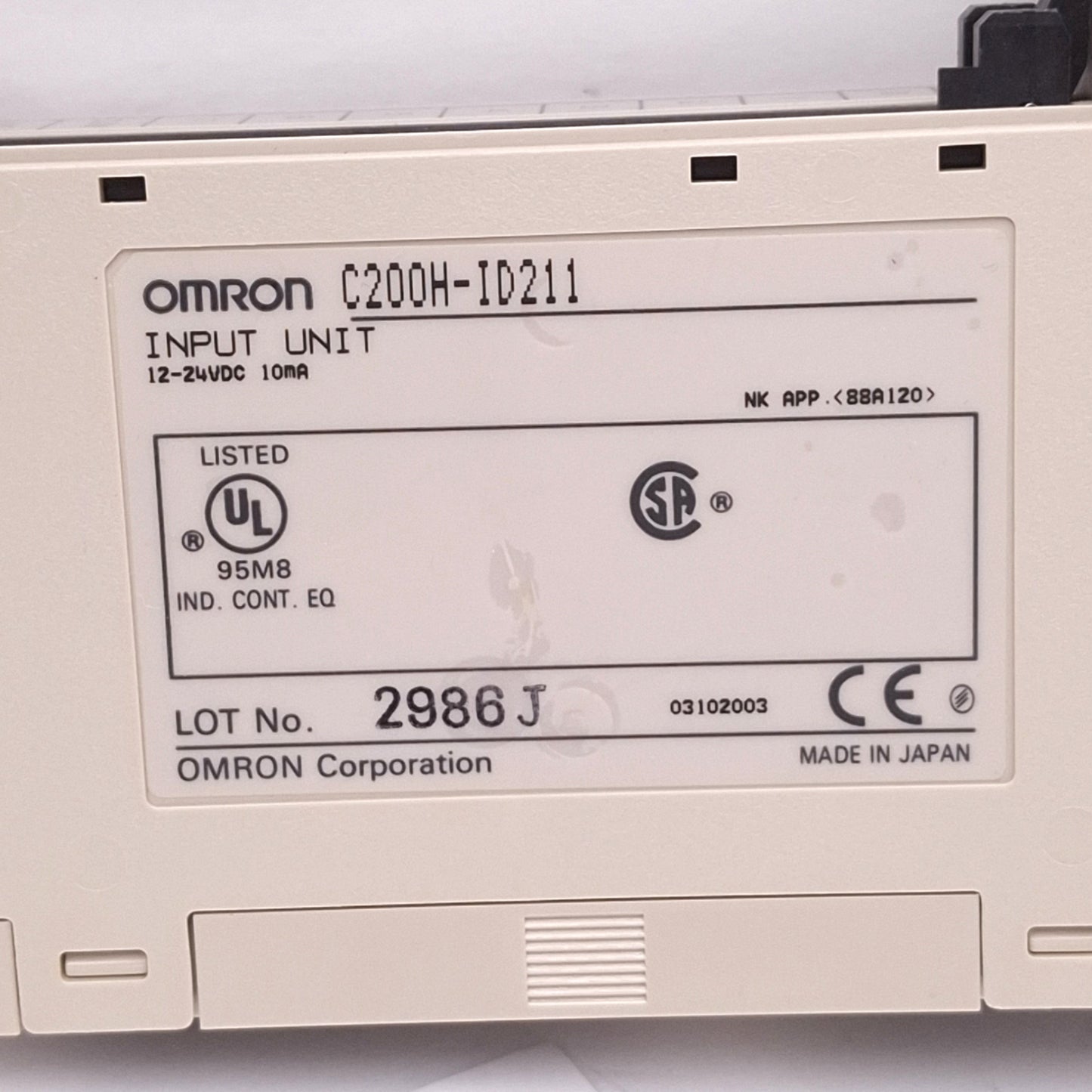 Used Omron C200H-ID211 Digital Input Unit for SYSMAC PLC, 8-Point, 12-24VDC 10mA