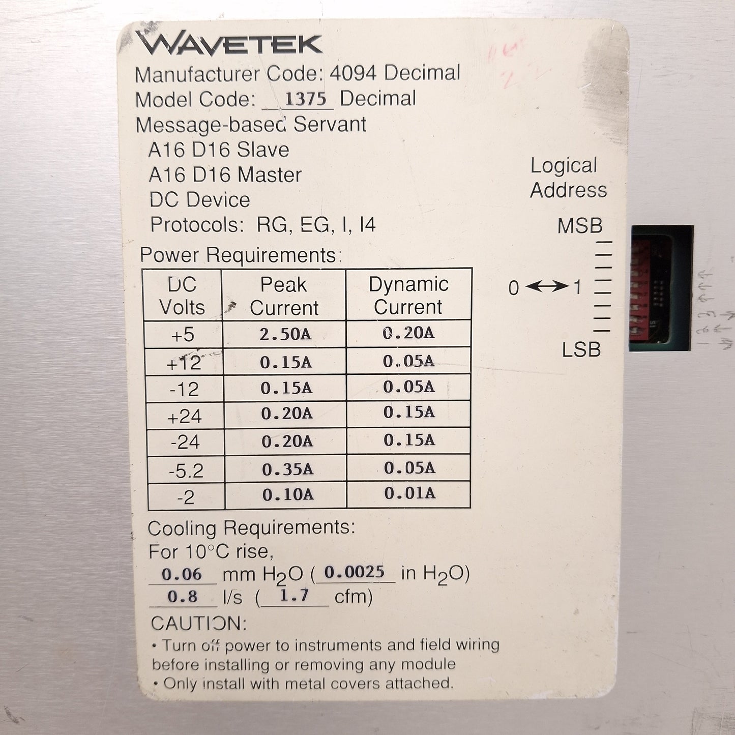 Used Wavetek 1375 1000-00-0611-02 Arbitrary Waveform Generator VXIbus Module, 20MHz