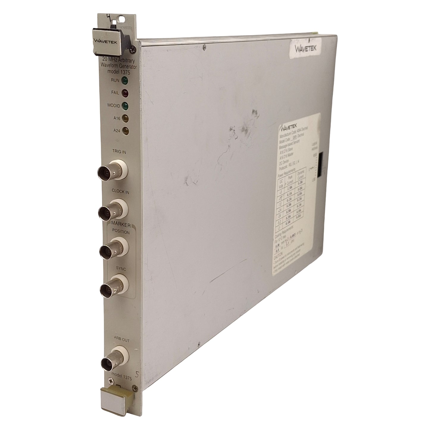 Used Wavetek 1375 1000-00-0611-02 Arbitrary Waveform Generator VXIbus Module, 20MHz