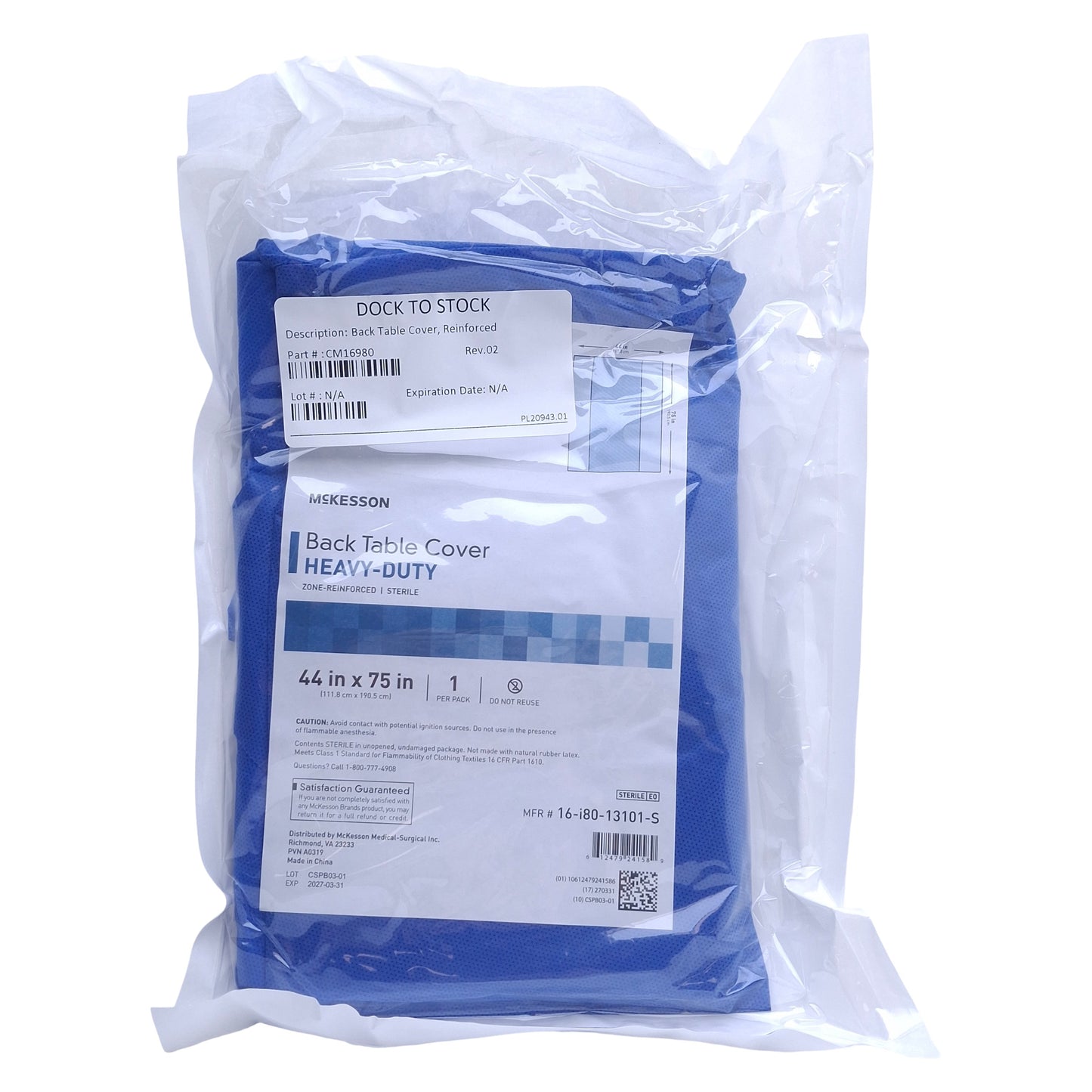 New Lot of 10 McKesson 16-i80-13101-S Zone-Reinforced Back Table Cover, 44 x 75in
