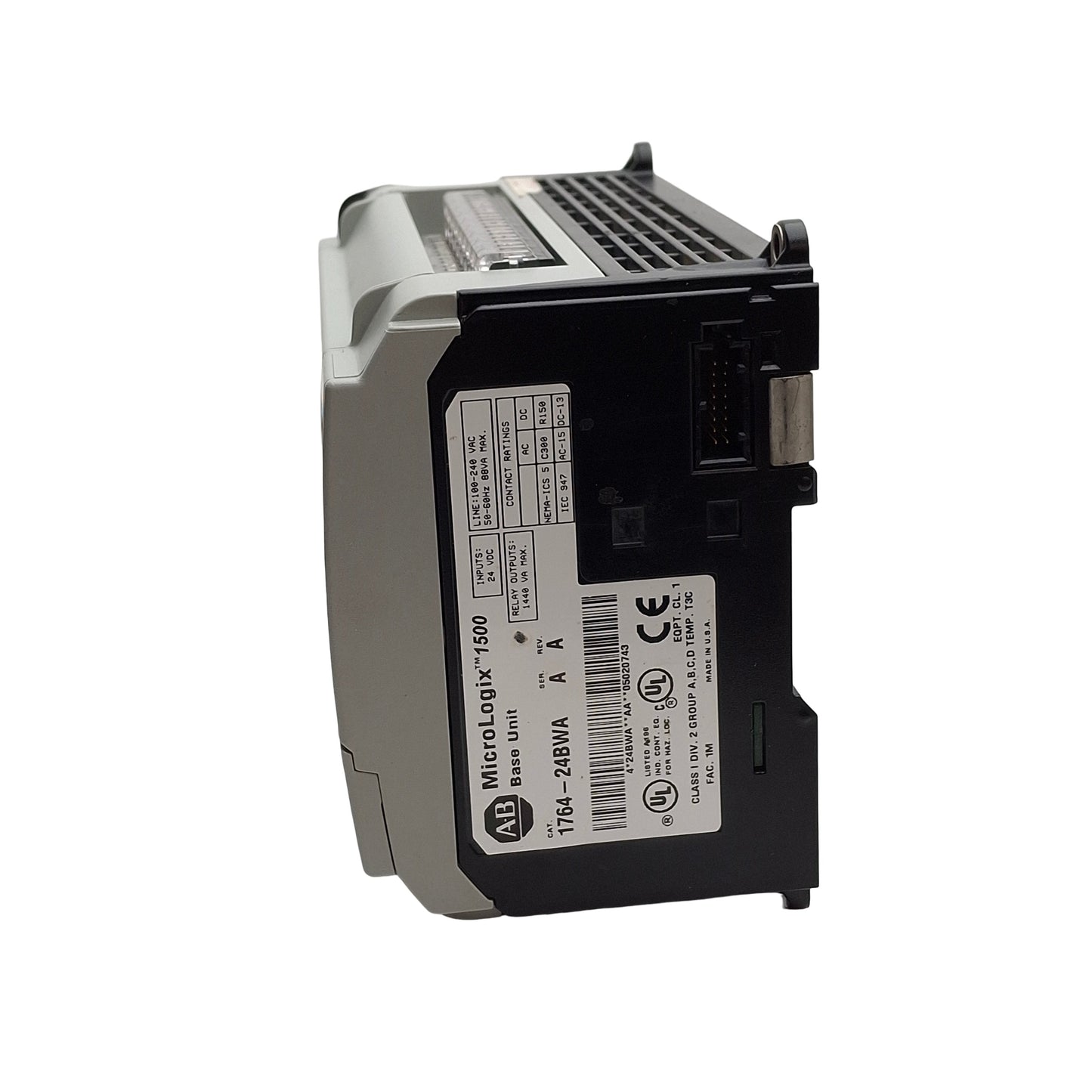 Used Allen Bradley 1764-24BWA Ser A Rev A MicroLogix1500 Base Unit 24x I/O 120/240V