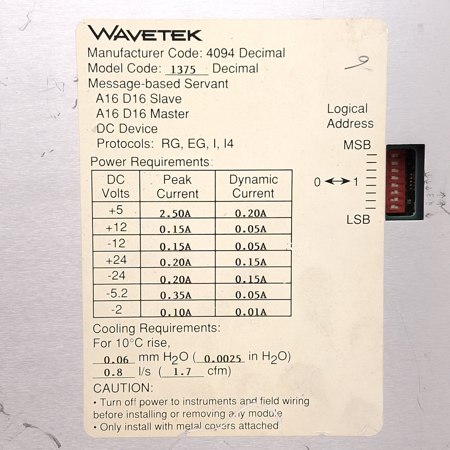 Used Wavetek 1375 1000-00-0611-02 Arbitrary Waveform Generator VXIbus 20MHz *IDC/Tab*