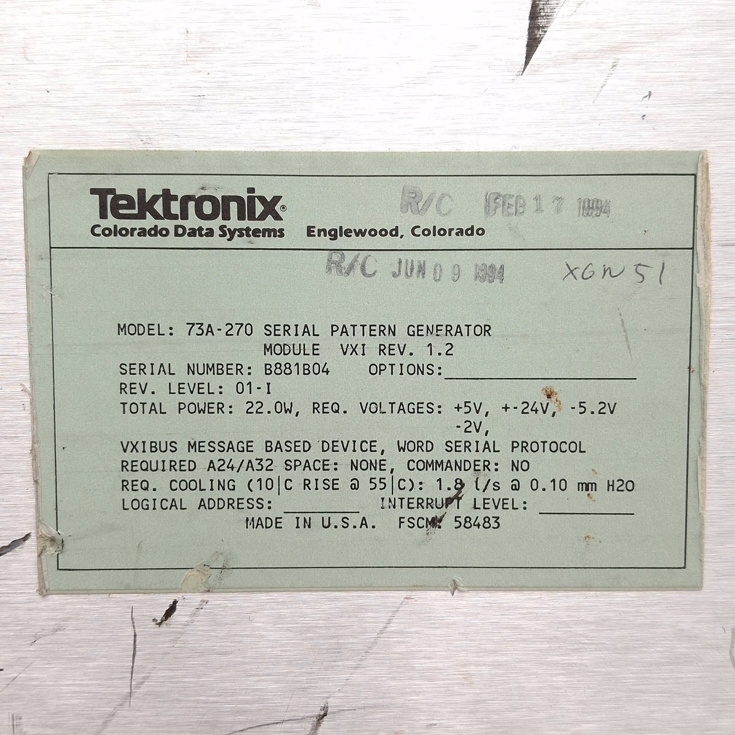 Used Tektronix 73A-270 Arbitrary Pulse/Pattern Generator Module *IDC, Tab, Bent*