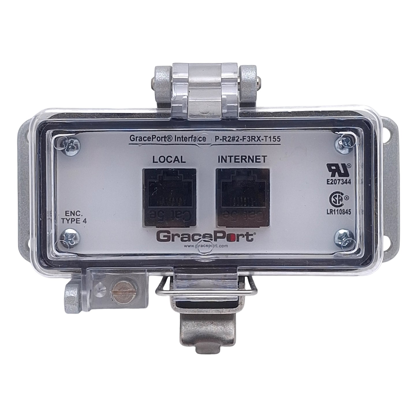 Used GracePort P-R2#2-F3RX-T155 Ethernet Panel Interface Connector, 2-Port, RJ45