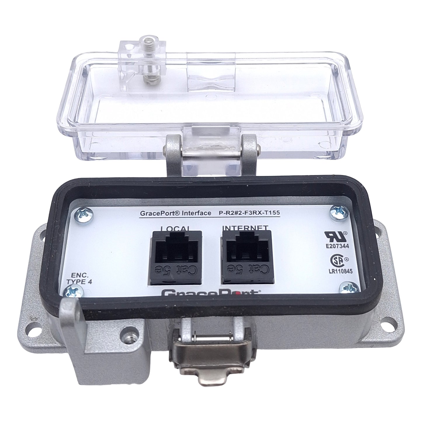 Used GracePort P-R2#2-F3RX-T155 Ethernet Panel Interface Connector, 2-Port, RJ45