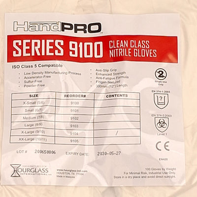 New Case of 1000 Hourglass 9104 HandPRO Cleanroom Glove, Size:XL, ISO5 Class 100