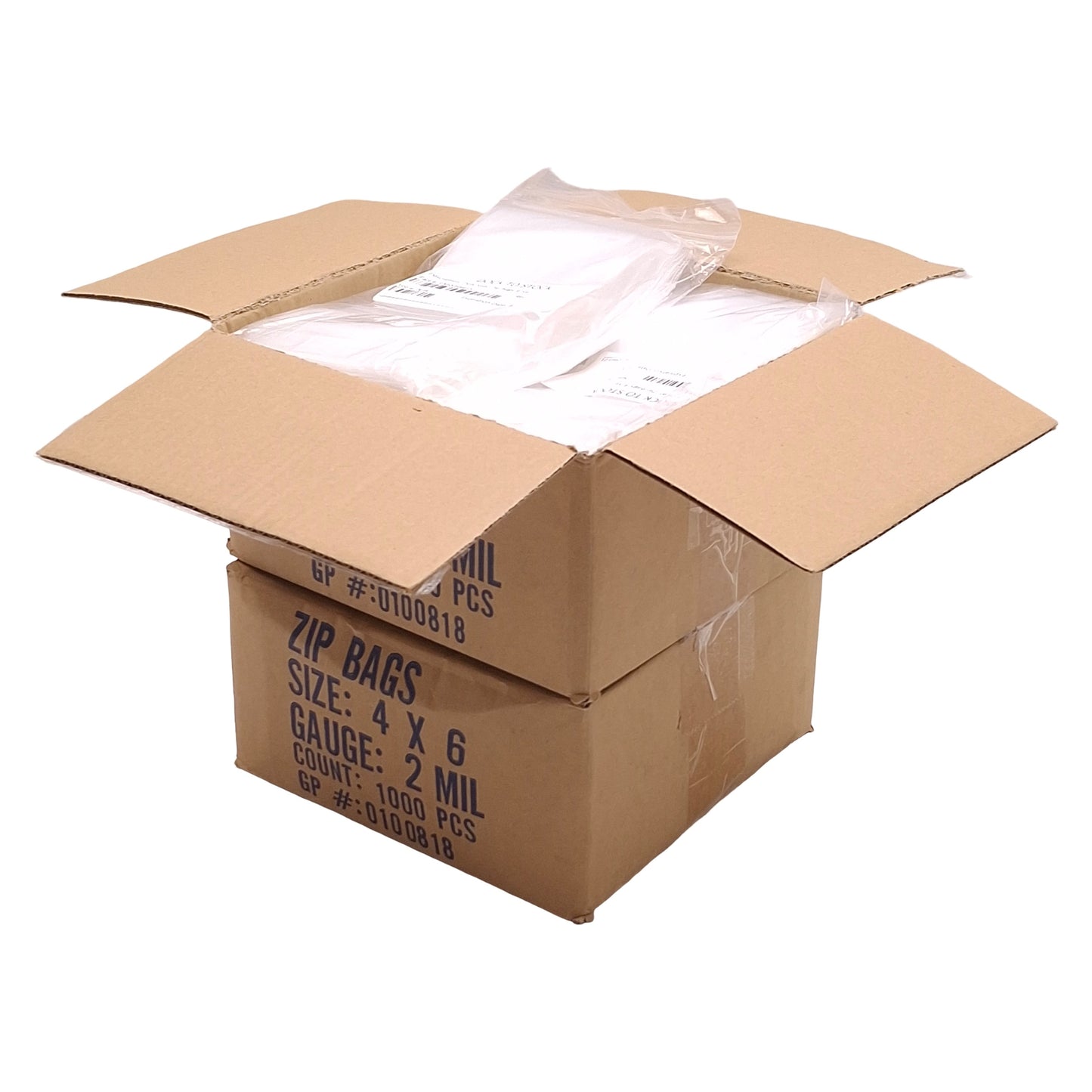 New Lot of 2000 Poly Seal Zip Bag, 4in x 6in Inside Dimensions, 2 Mil Thickness