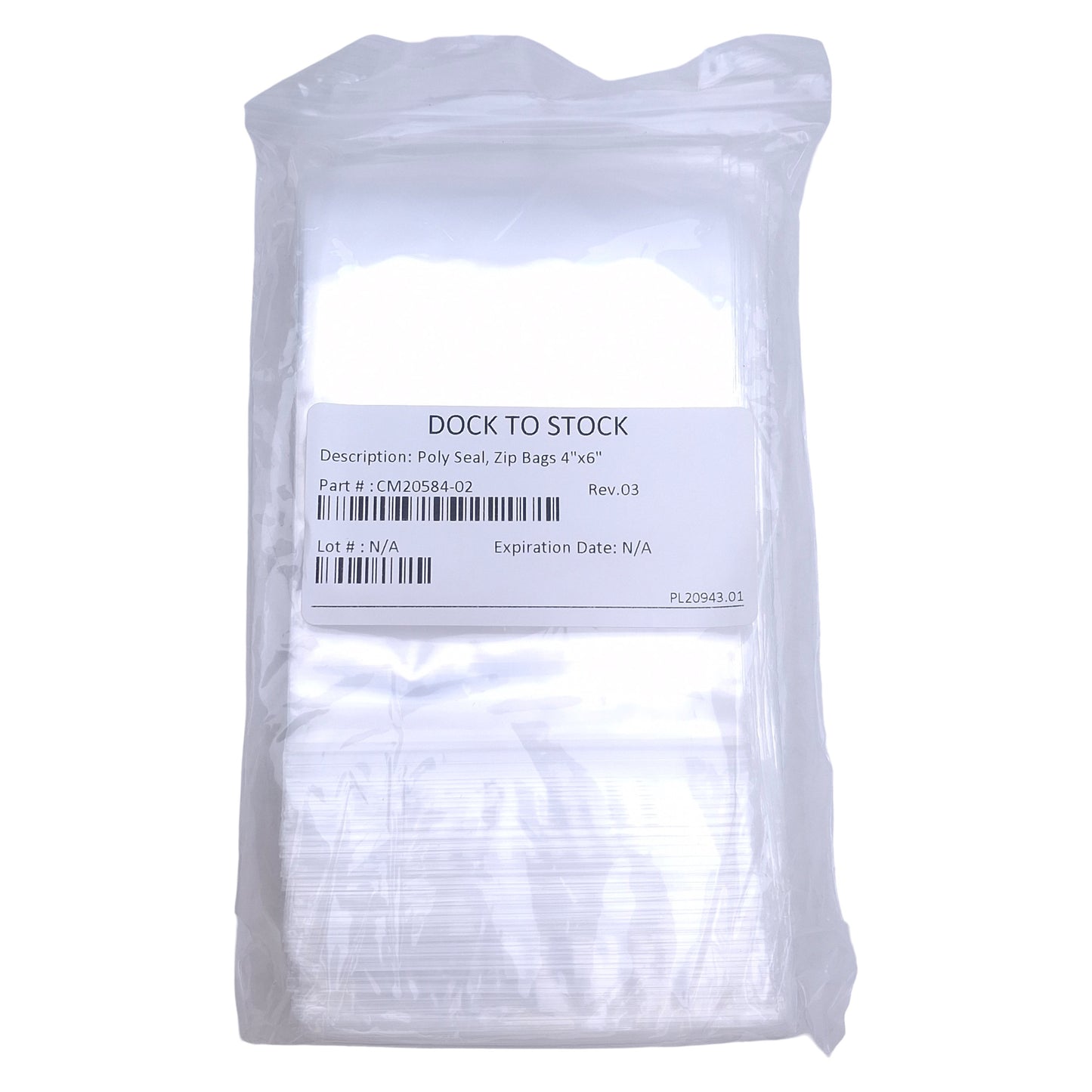 New Lot of 2000 Poly Seal Zip Bag, 4in x 6in Inside Dimensions, 2 Mil Thickness