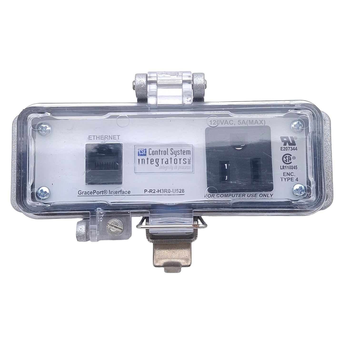 Used GracePort P-R2-H3R0-U528 Ethernet Panel Interface Connector 2-Port, RJ45, 120VAC