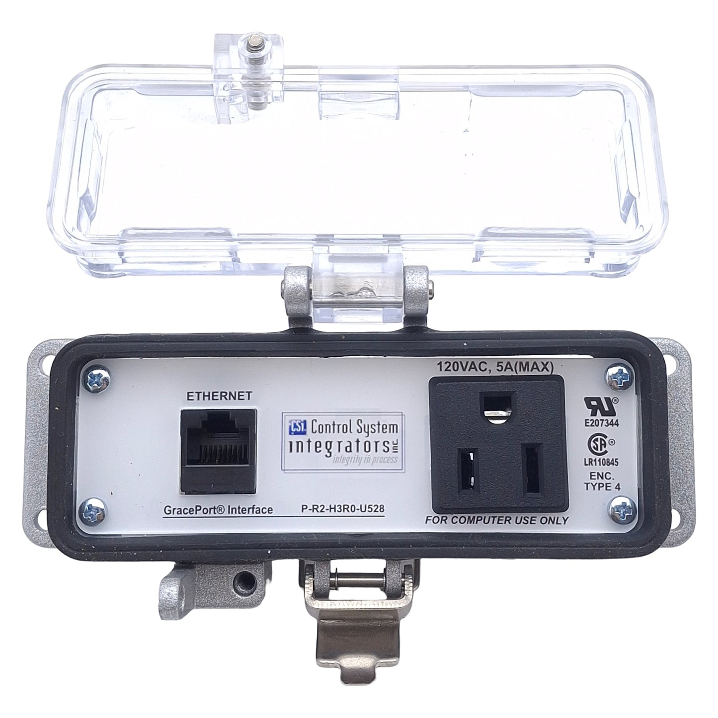 Used GracePort P-R2-H3R0-U528 Ethernet Panel Interface Connector 2-Port, RJ45, 120VAC