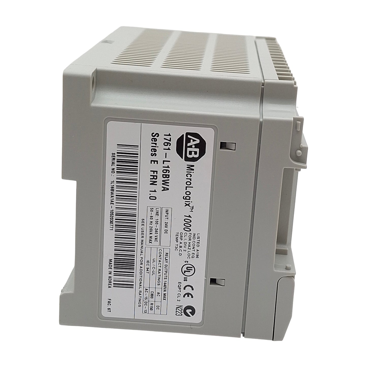 Used Allen Bradley 1761-L16BWA MicroLogix 1000 PLC Controller 120-240VAC, 10-In 6-Out