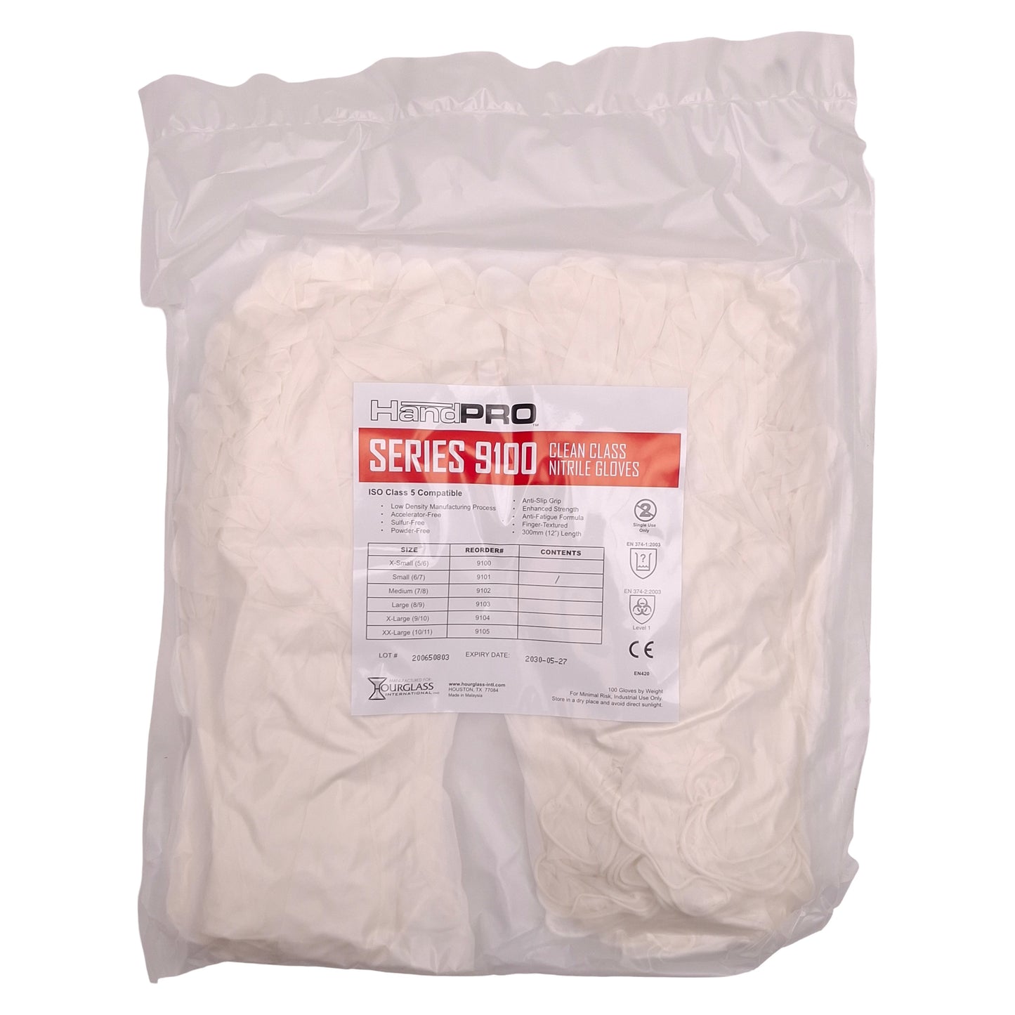 New Case of 1000 Hourglass 9101 HandPRO Cleanroom Glove, Size: S, ISO5 Class 100