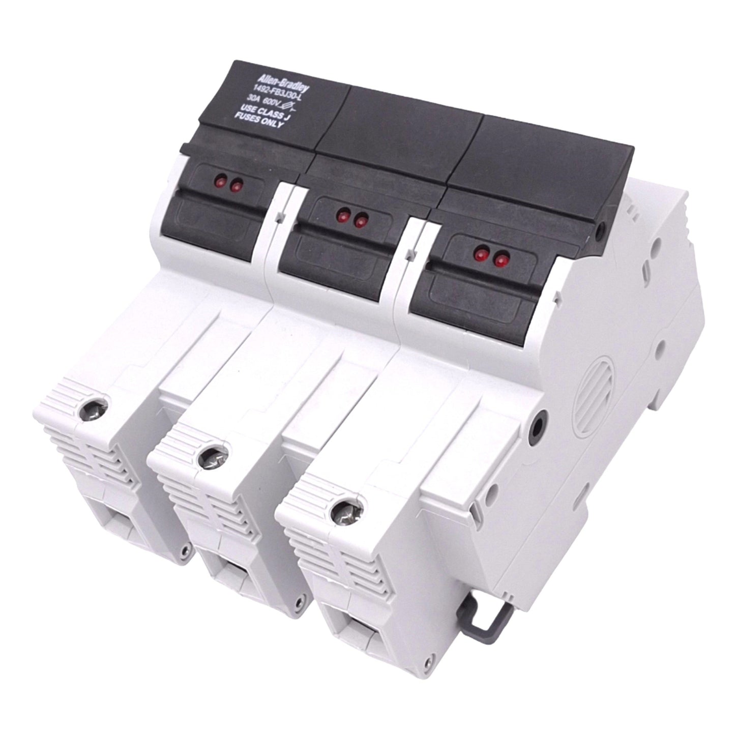 Used Allen Bradley 1492-FB3J30-L Fuse Holder, 3-Pole, 30A 600V, Class J, DIN Rail