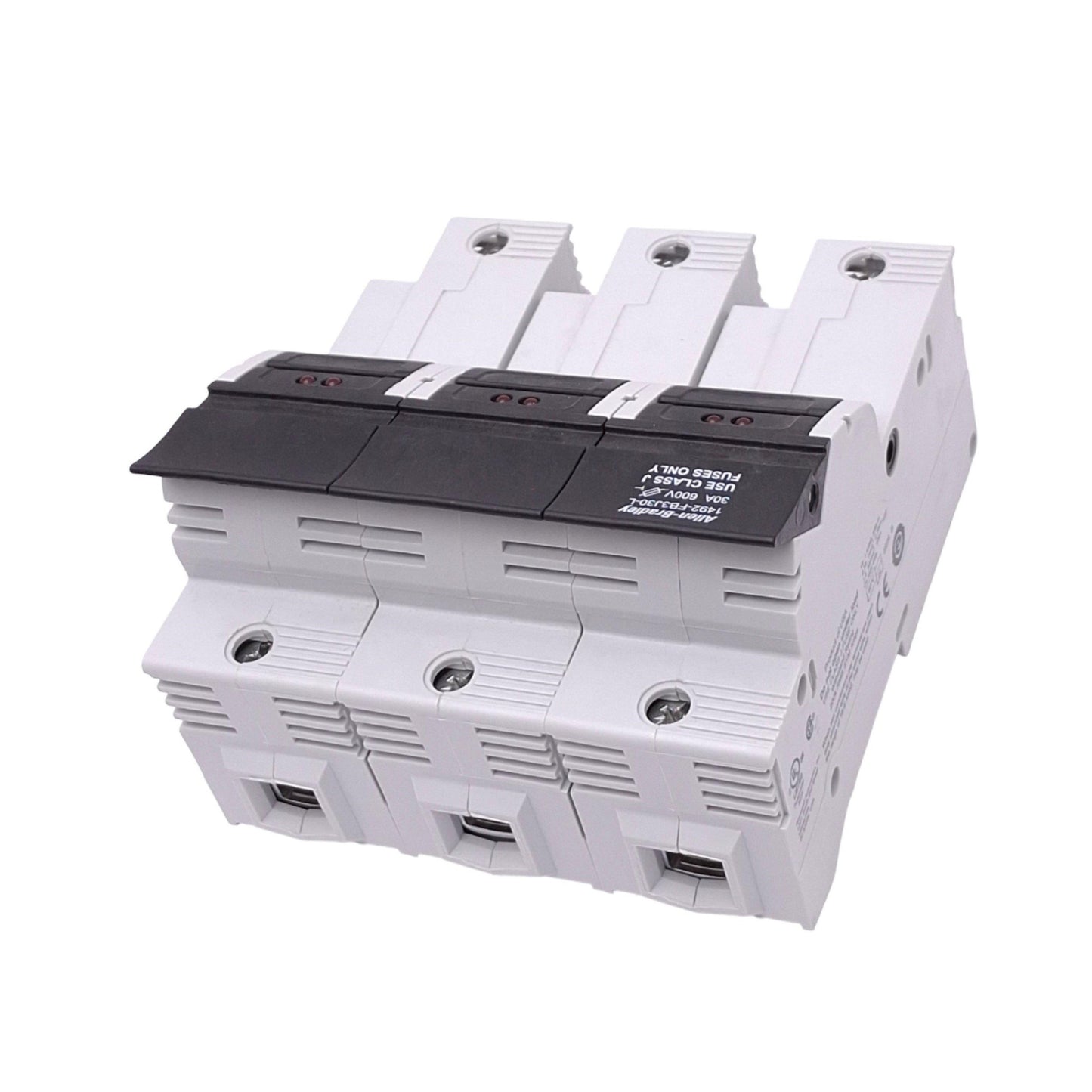 Used Allen Bradley 1492-FB3J30-L Fuse Holder, 3-Pole, 30A 600V, Class J, DIN Rail