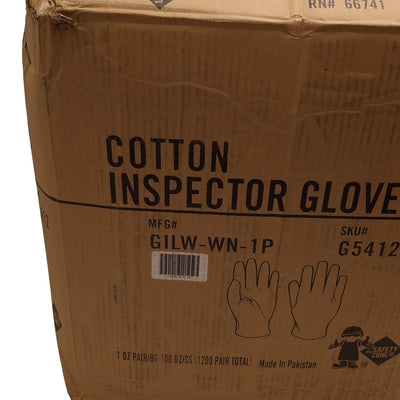 New Case of 1200 Pair Safety Zone GILW-WN-1P Women's Cottons Inspection Glove, Large