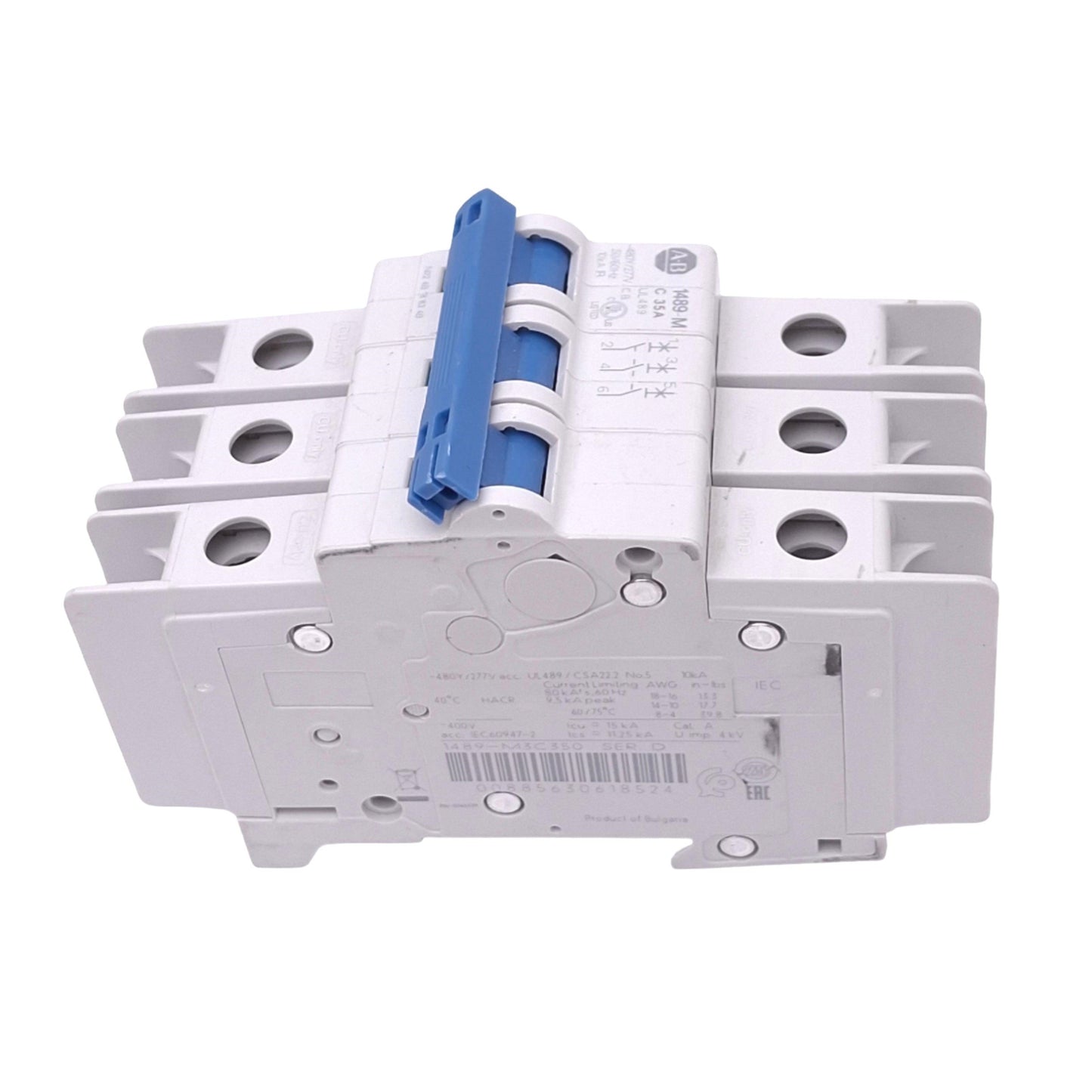 Used Allen Bradley 1489-M3C350 Circuit Breaker, 3-Pole 35A, 480Y/277VAC Max