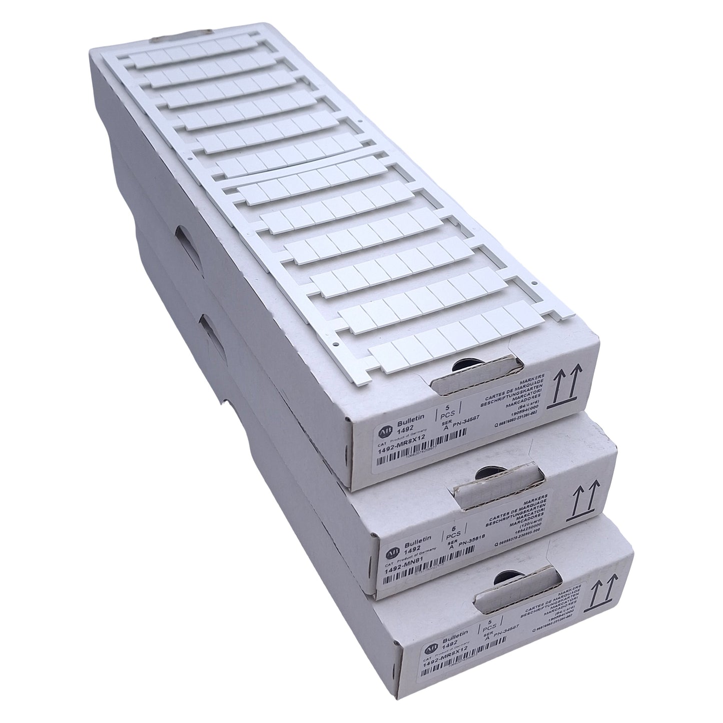 New Lot of 15 Allen Bradley 1492-MR8X12 Snap-In Marker Card, White, 8mm x 12mm