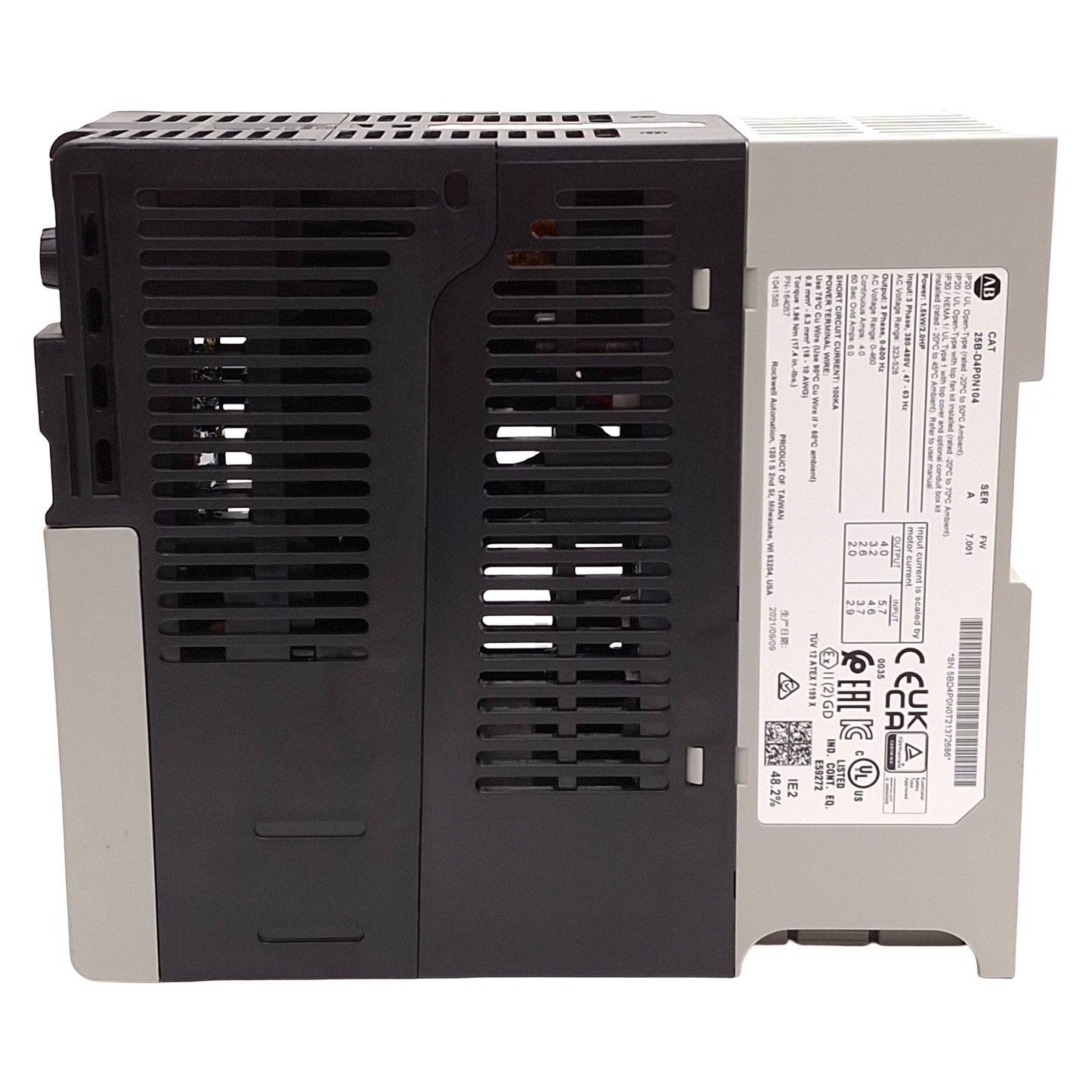 New Allen Bradley 25B-D4P0N104 PowerFlex 525 AC Drive 1.5kW/2HP, 4A, 3Ø 460VAC 500Hz