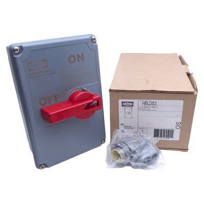 New Hubbell HBLDS3 Circuit-Lock Disconnect Switch & Enclosure 3-Pole 600VAC 30A 15HP